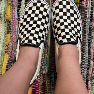 Vans checkered slip ons